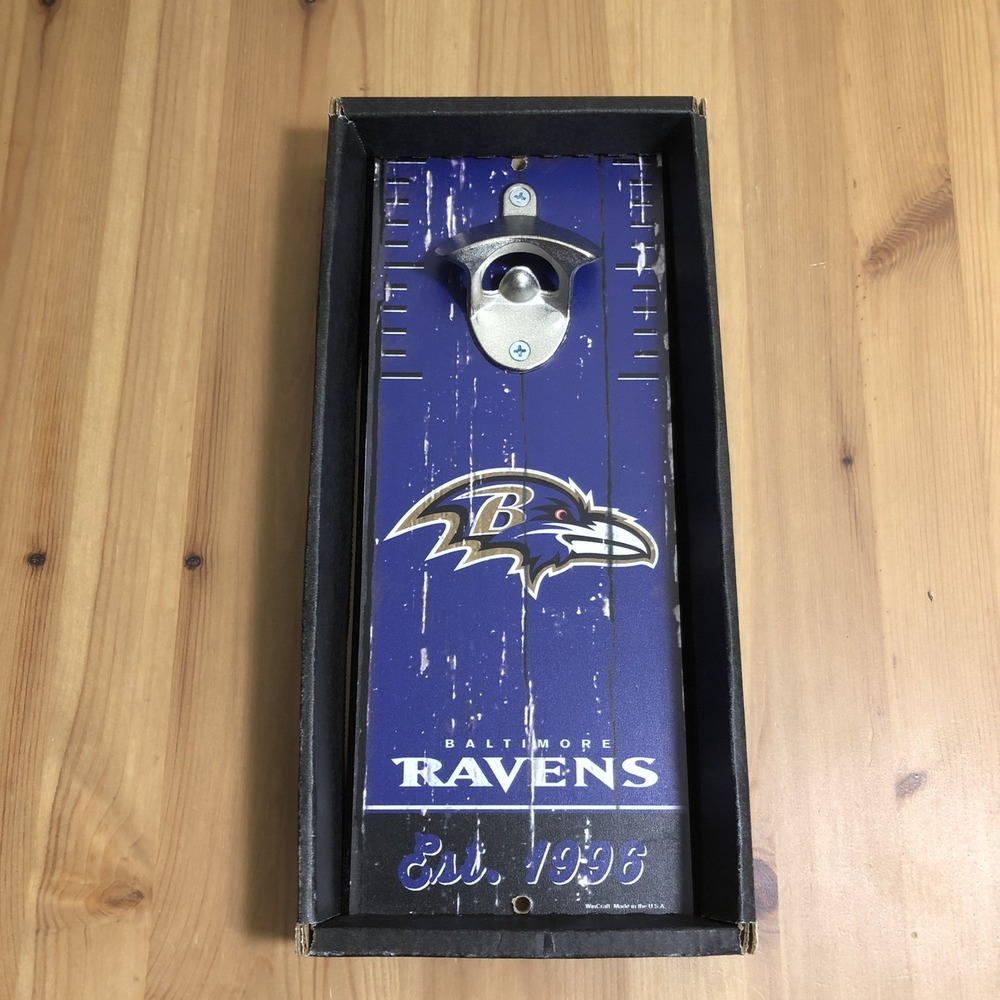 NFL Baltimore Ravens Bottle Opener Wood Sign Wooden Sign Wall Decoration Purple